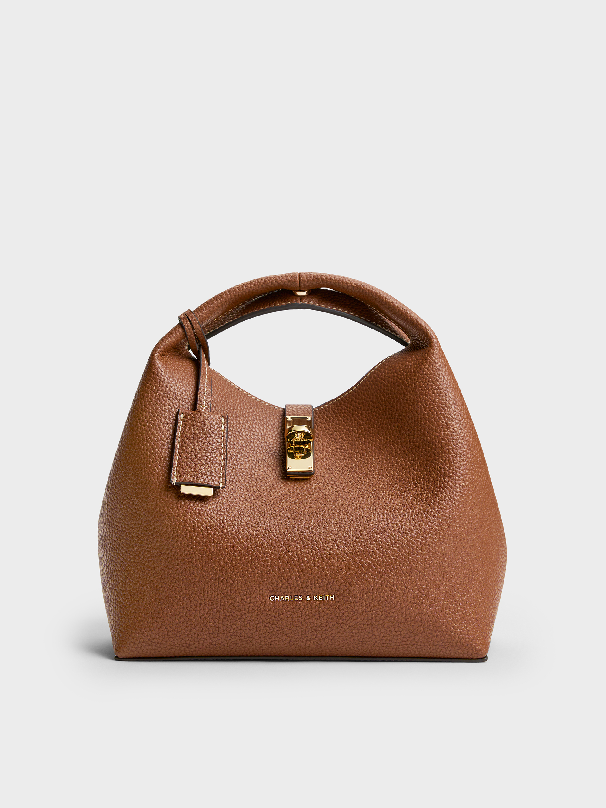 Chocolate Chance Turn-Lock Bucket Bag - Chocolate - Bags - CHARLES