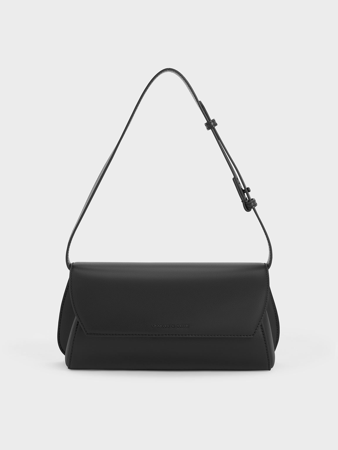 Black Cassiopeia Front Flap Shoulder Bag | CHARLES & KEITH