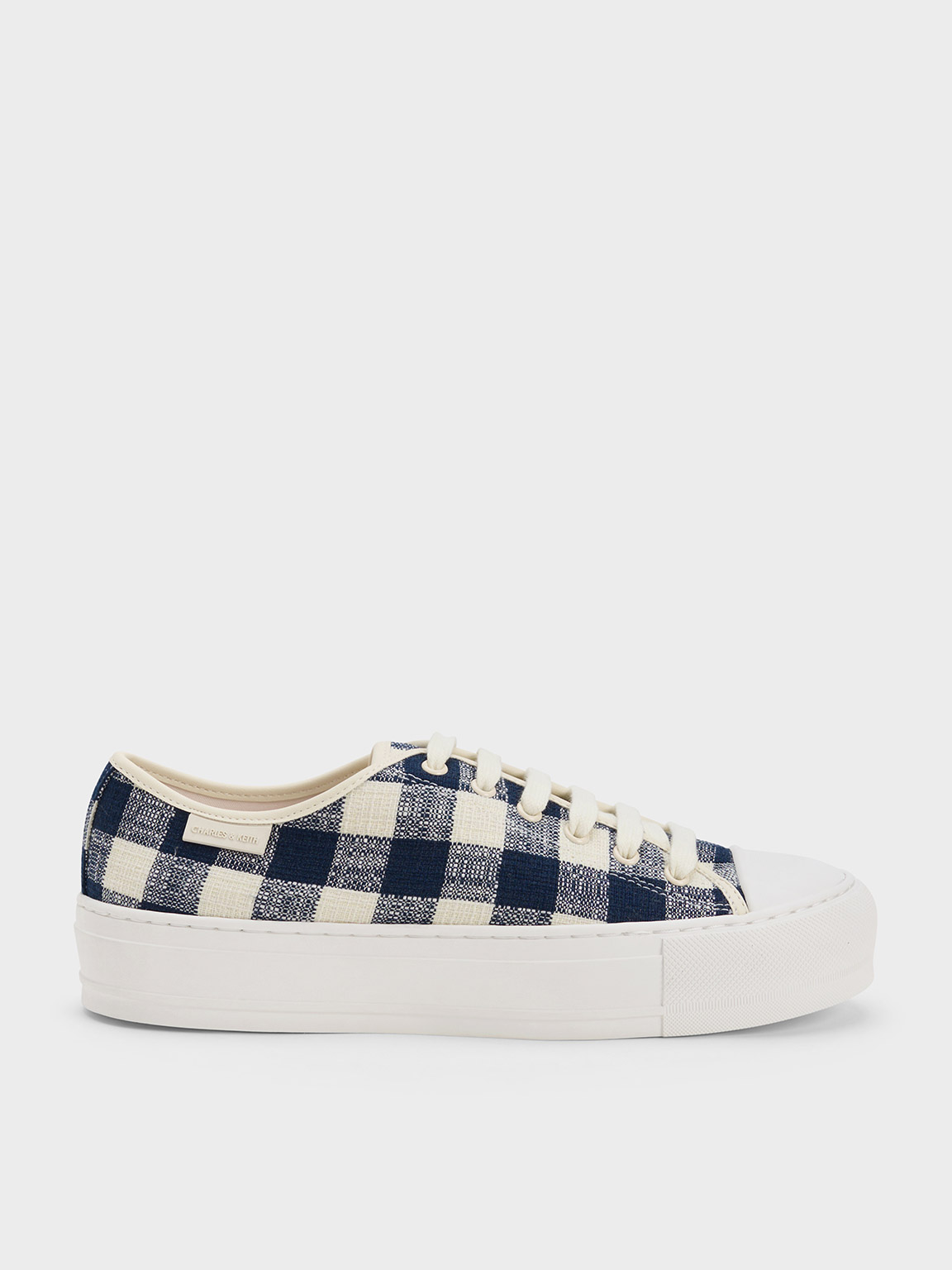 Dark Blue Gingham LowTop Sneakers CHARLES & KEITH PL