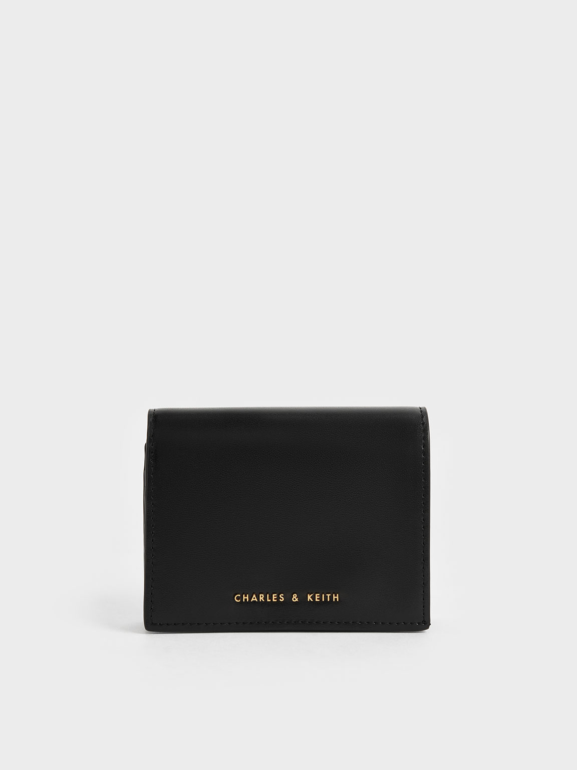 Black Cassia Snap Button Mini Short Wallet - Black - CHARLES