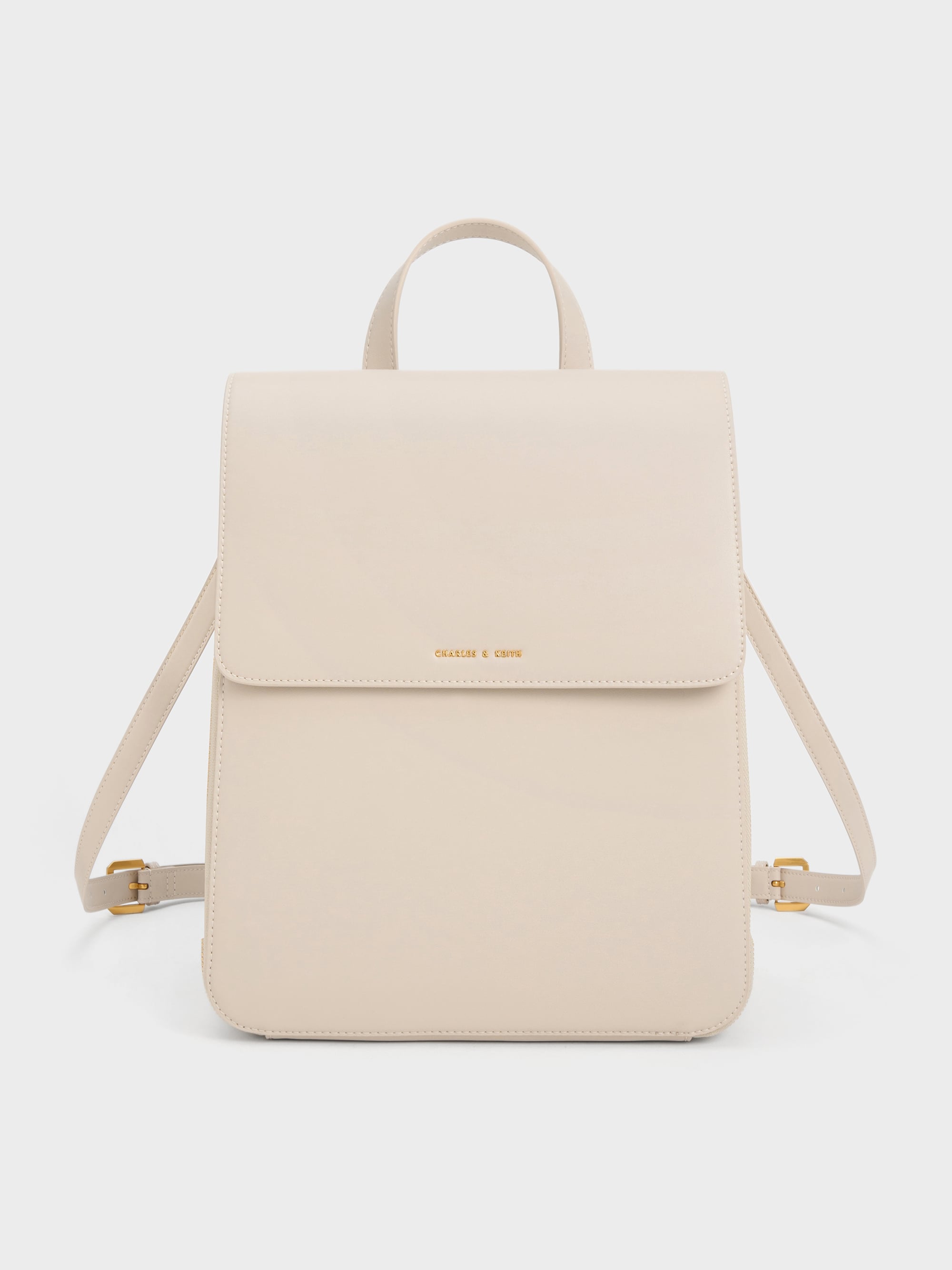 Ivory Octavia Front Flap Structured Backpack CHARLES KEITH FR