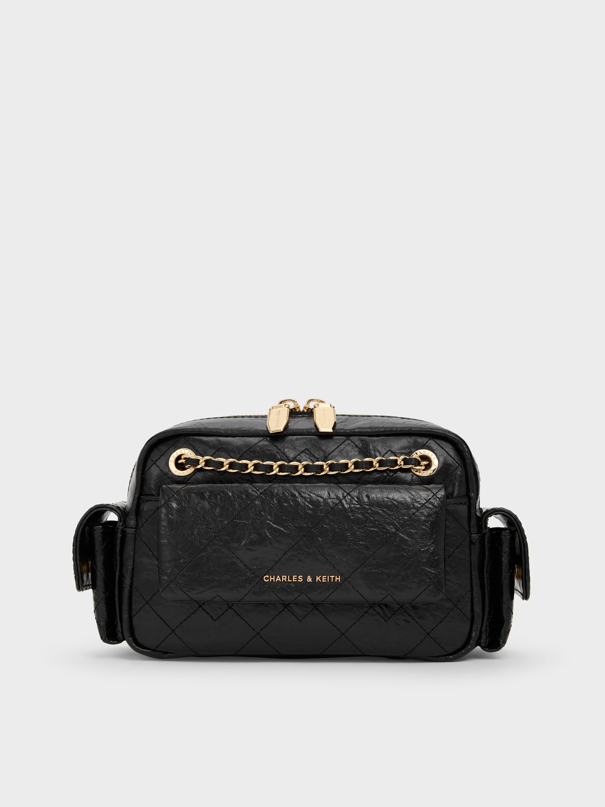 Black Duo Quilted Crossbody Bag - Black - CHARLES & KEITH IT