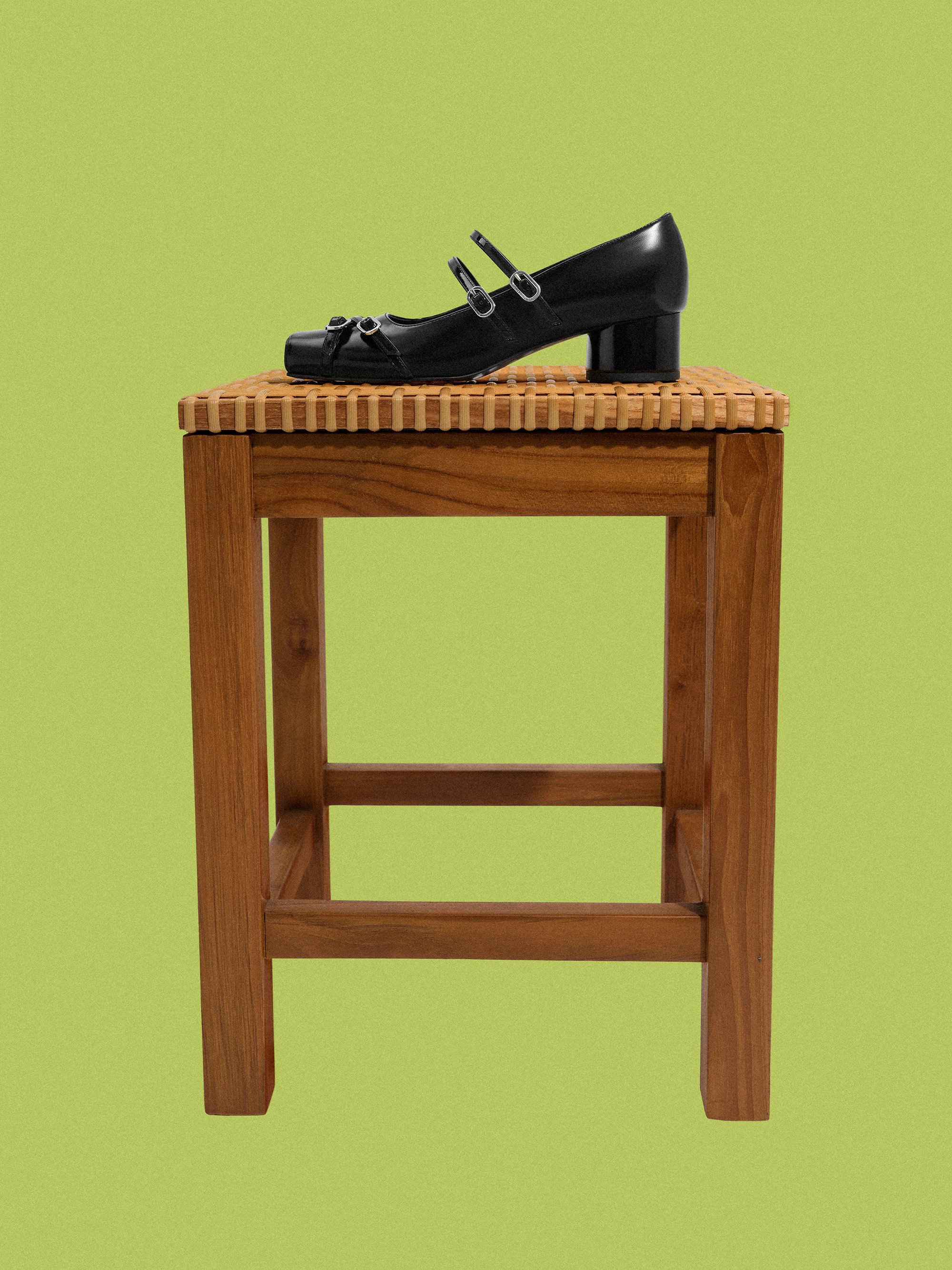 Janis Double-Strap Mary Jane Pumps, Black Box, hi-res