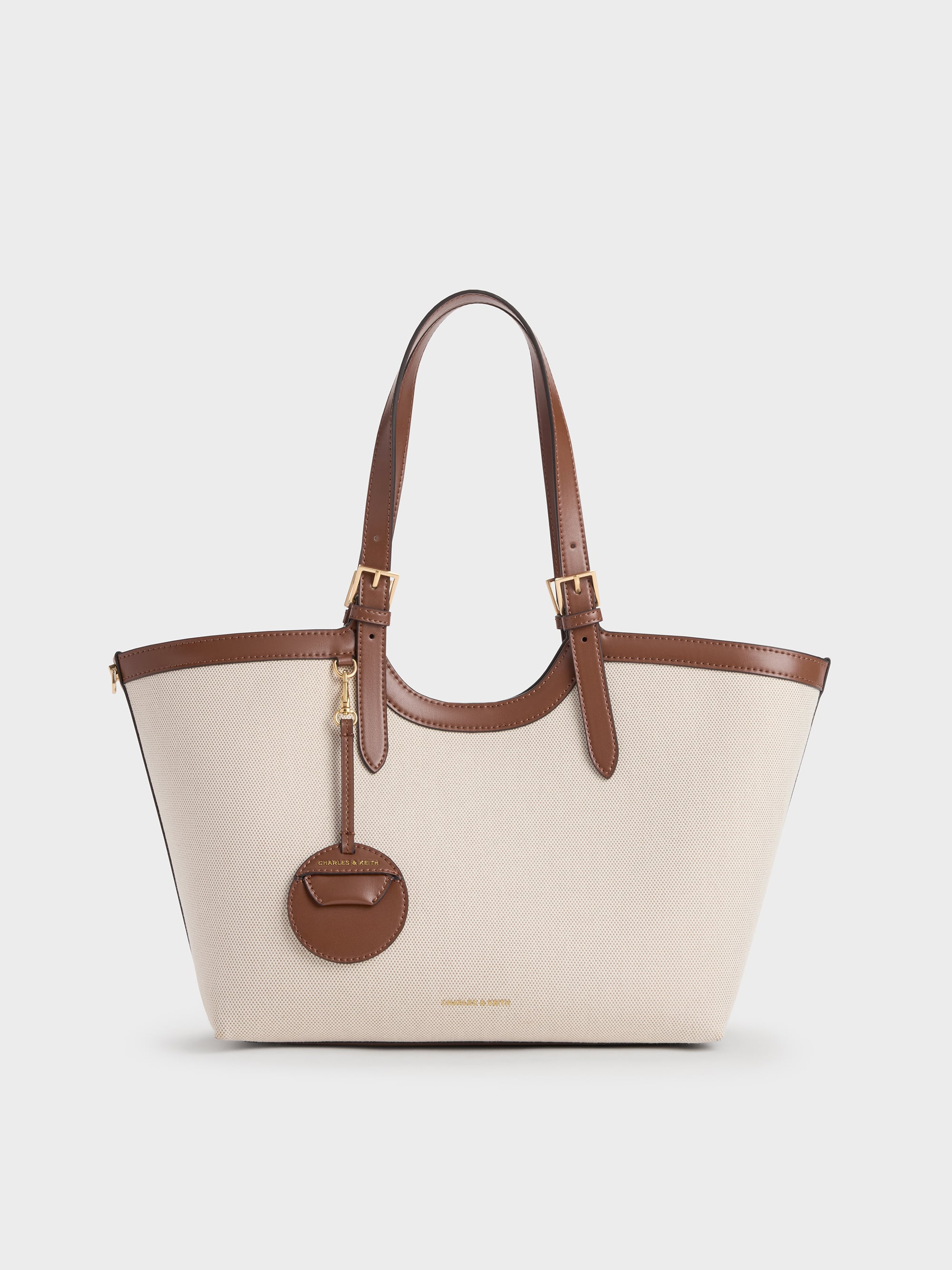 Chocolate XL Enola Canvas Tote Bag - Chocolate - CHARLES & KEITH SK