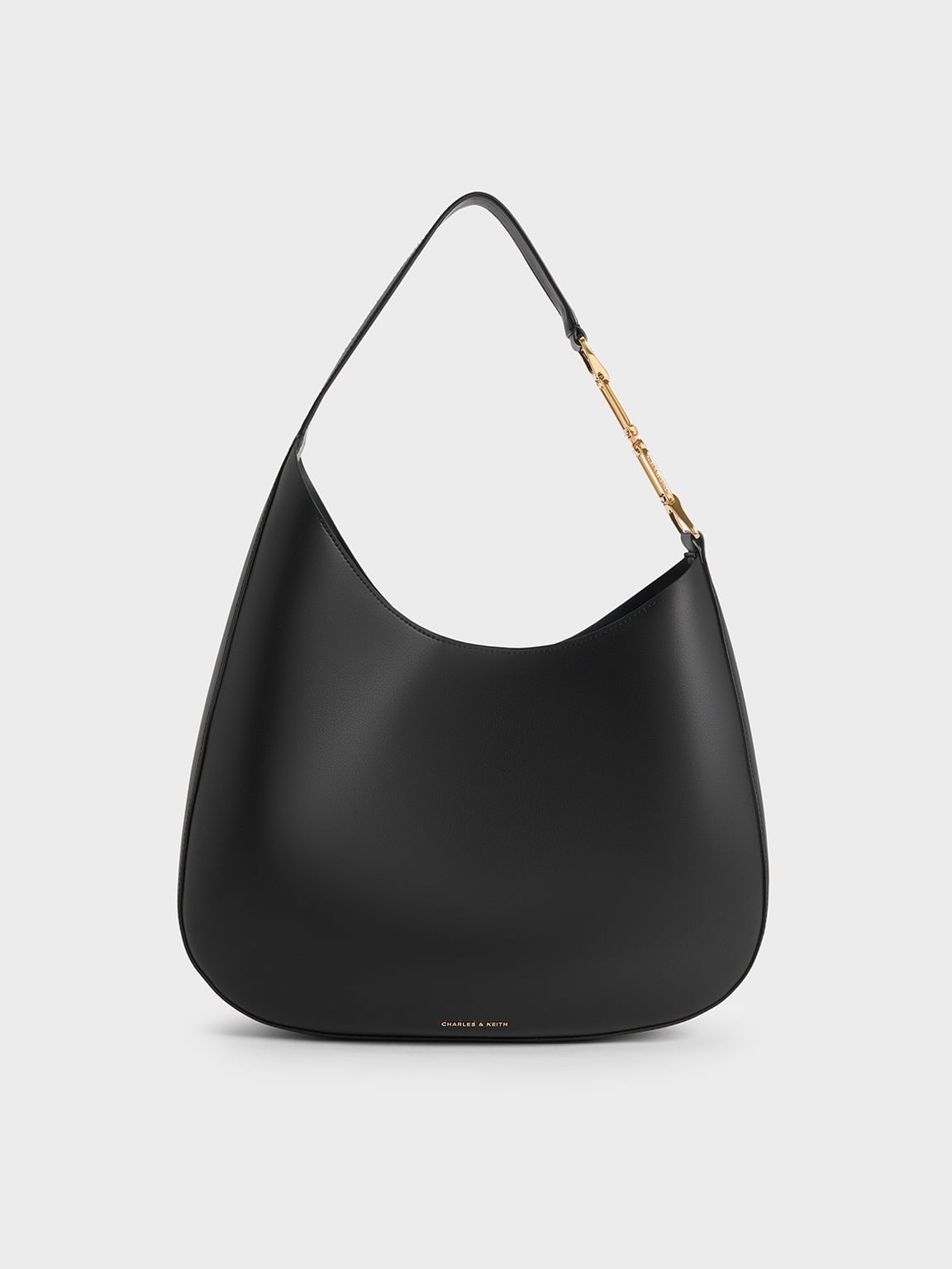 Black Agatha Chain-Accent Slouchy Hobo Bag - Black - CHARLES