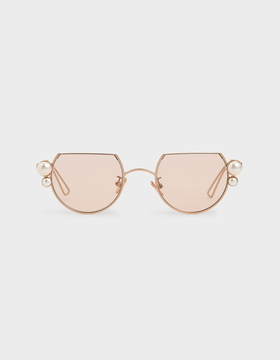 Swarovski®; Crystal Pearl Embellished Cut-Off Round Sunglasses