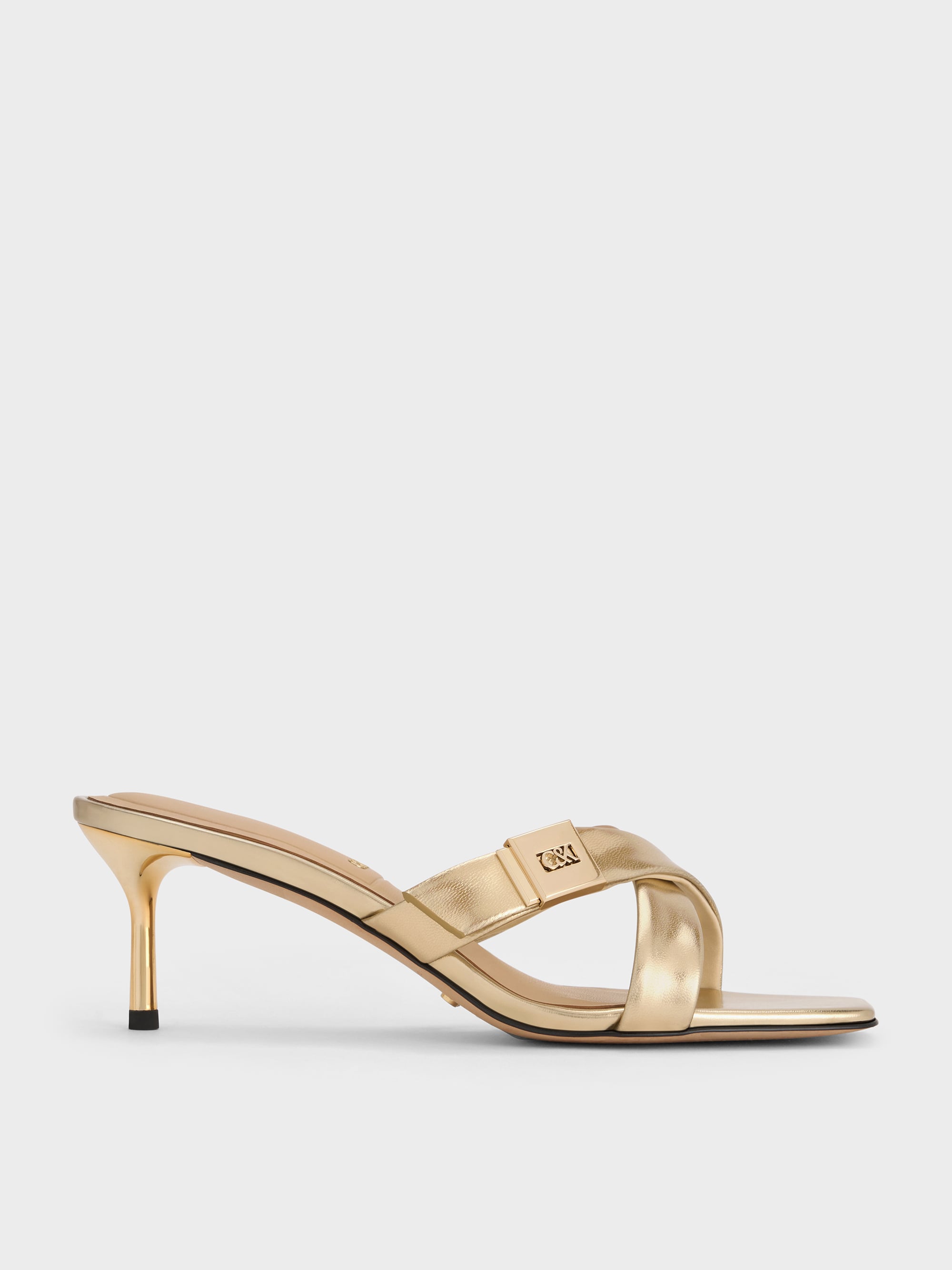 Charles & Keith - Sandales en cuir métallisé à talon et lanières croisées Cody - Charles & Keith - Modalova