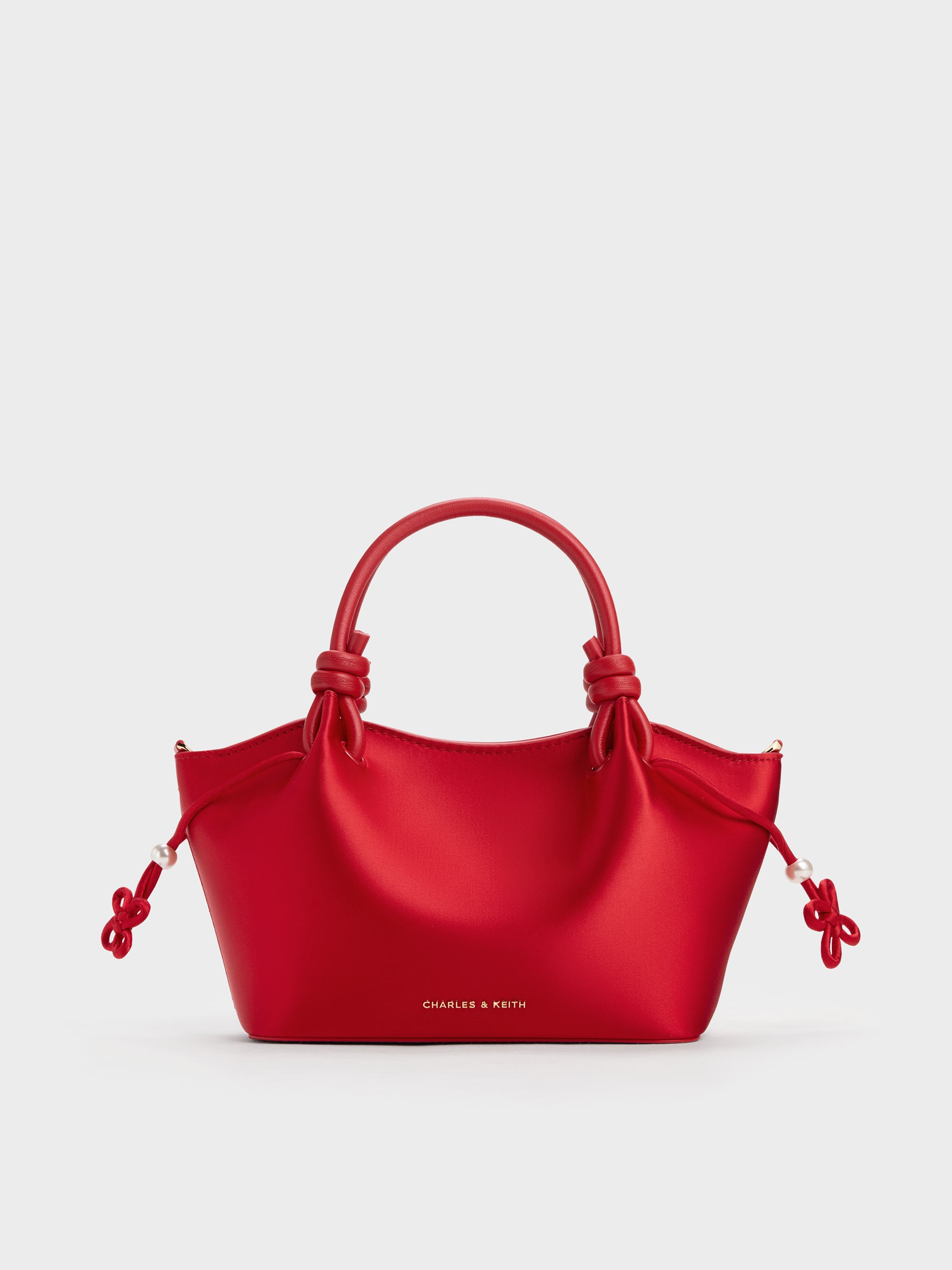 Red Sammie Pearl-Butterfly Knotted-Handle Tote Bag - Red - Bags