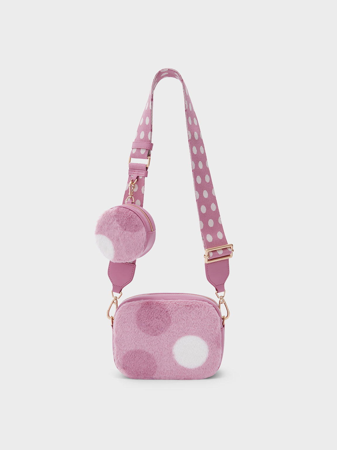 Chailly Furry Panelled Crossbody Bag & Pouch