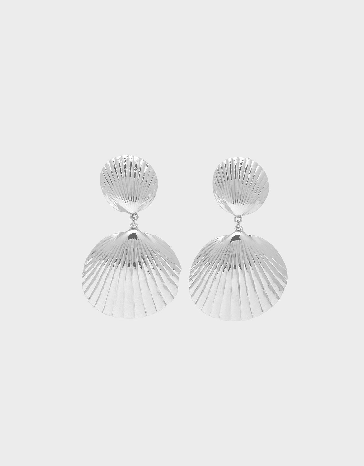 Round Seashell Drop Clip-On Earrings