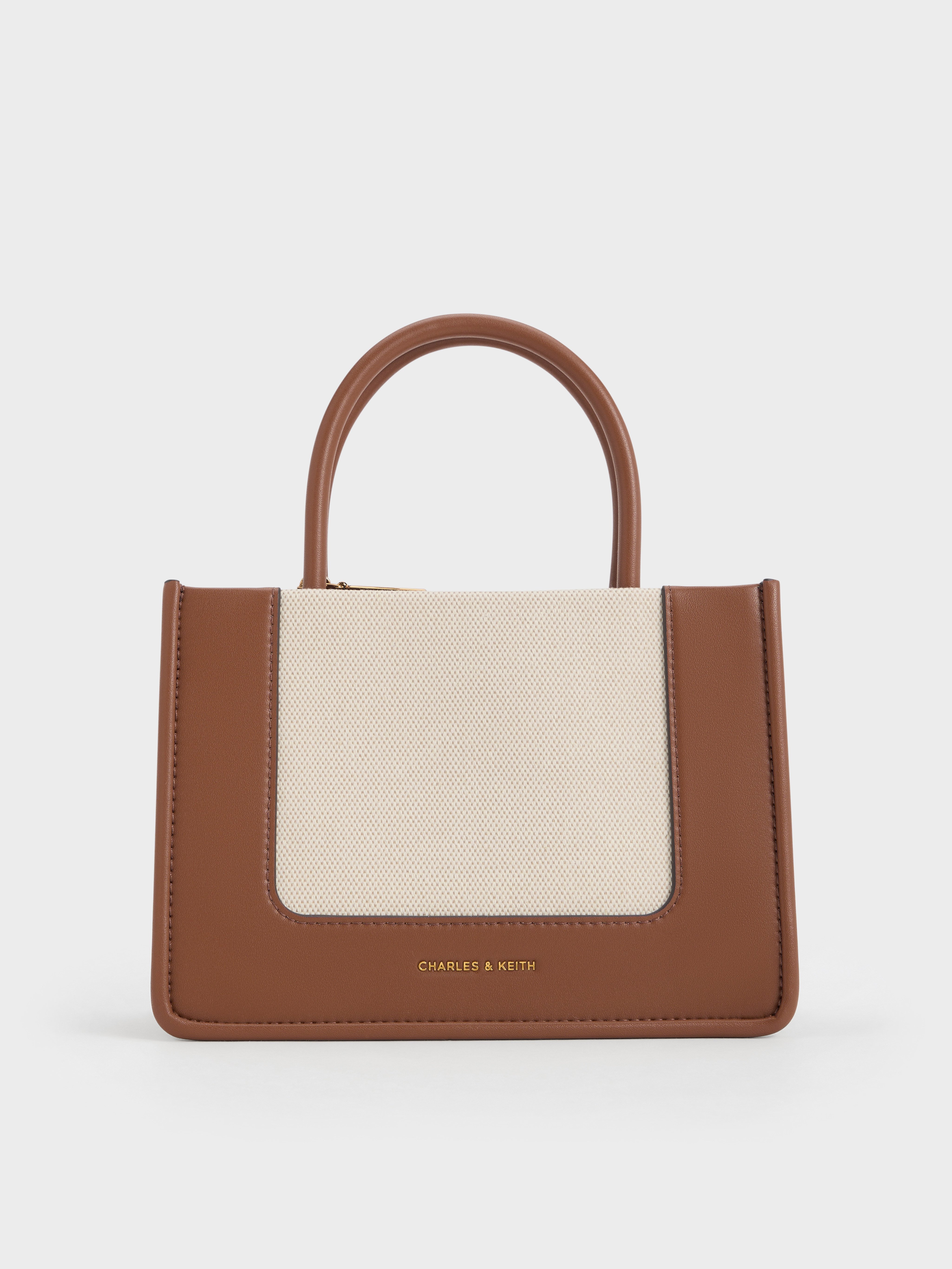 Tan Mini Daylla Canvas Tote Bag CHARLES KEITH SE