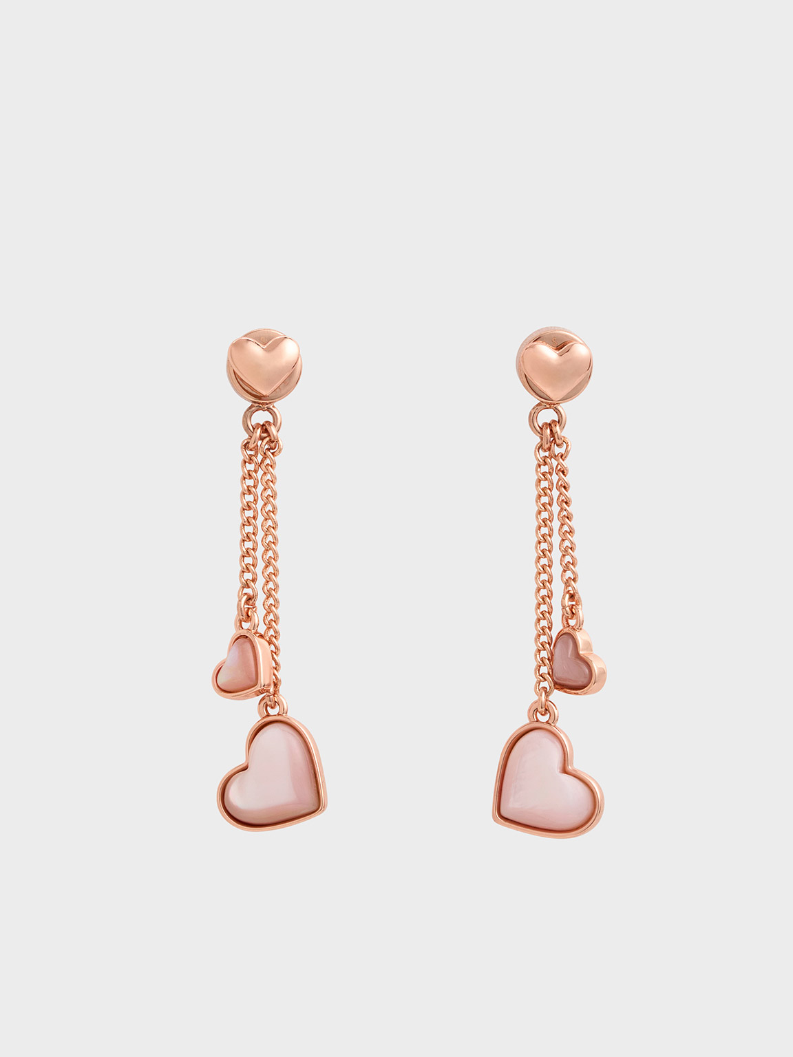 & IE Double KEITH CHARLES - Earrings Heart Gold Rose Drop Annalise Stone