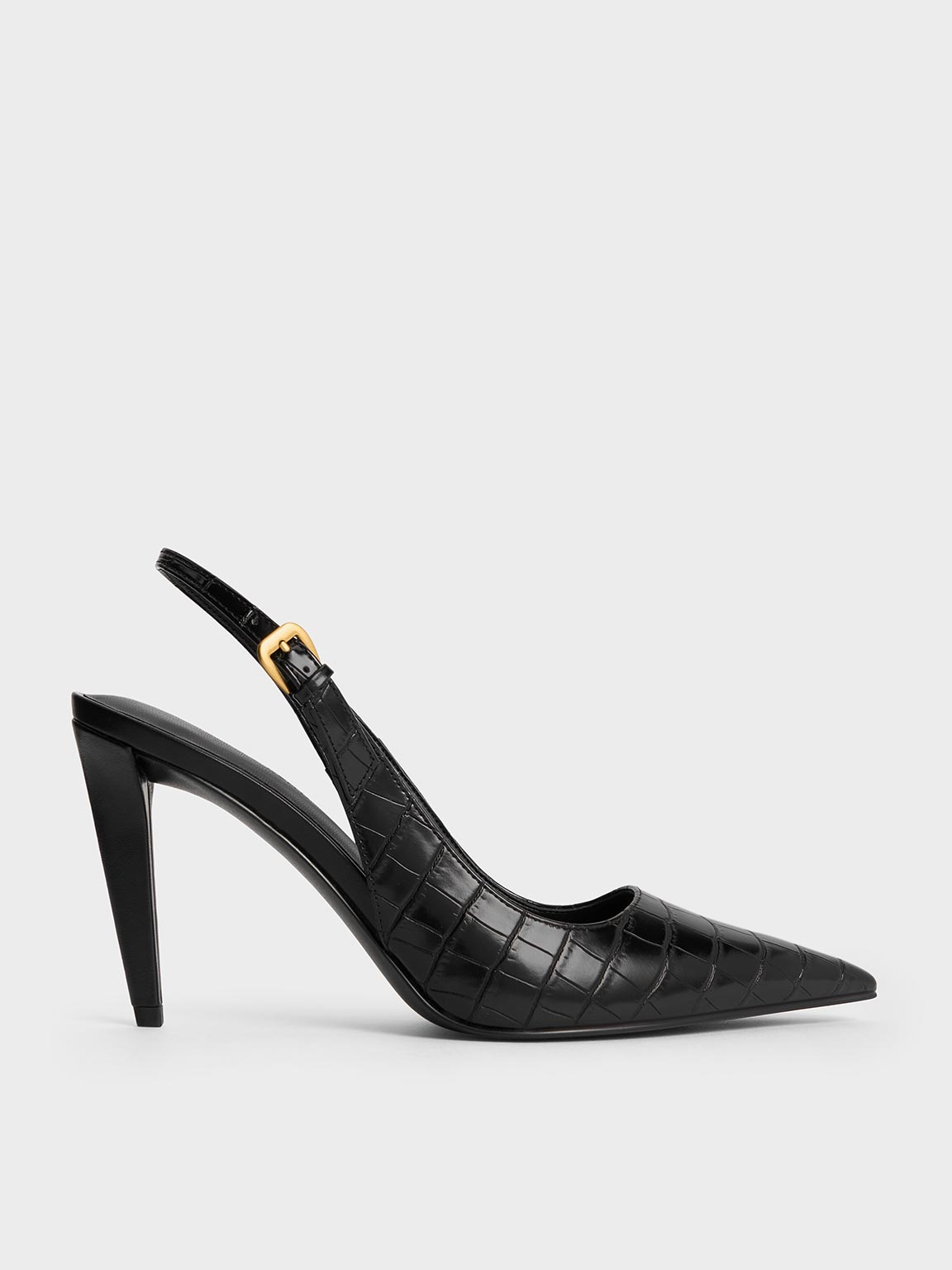 Escarpins Via Spiga Imprimé Crocodile Marron - Taille 8 M, Talon Haut, Fabrication Italienne, Occasion