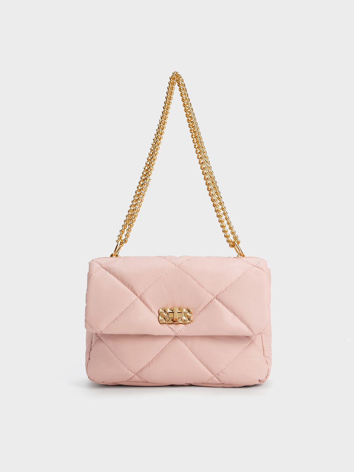 Light Pink Paffuto Large Padded Shoulder Bag - CHARLES & KEITH DE