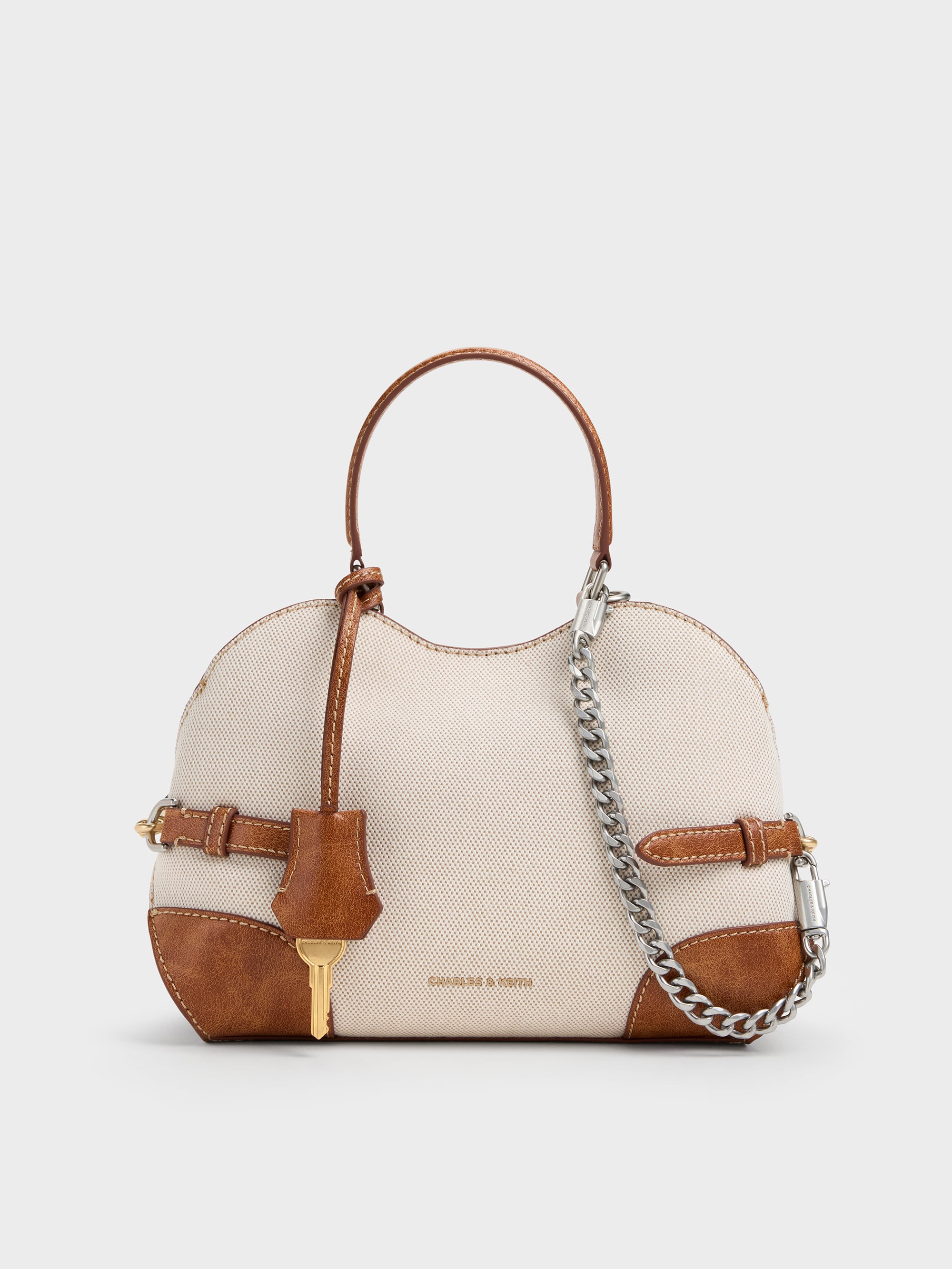 バッグ CHARLES & KEITH Delphina Chain Tote Bag Multicoloured Delfina Canvas Chain Side-Belt Tote Bag - Multi