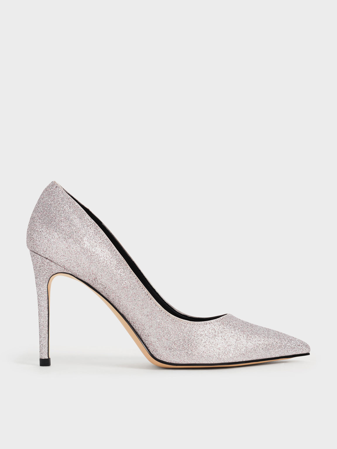 silver midi heels