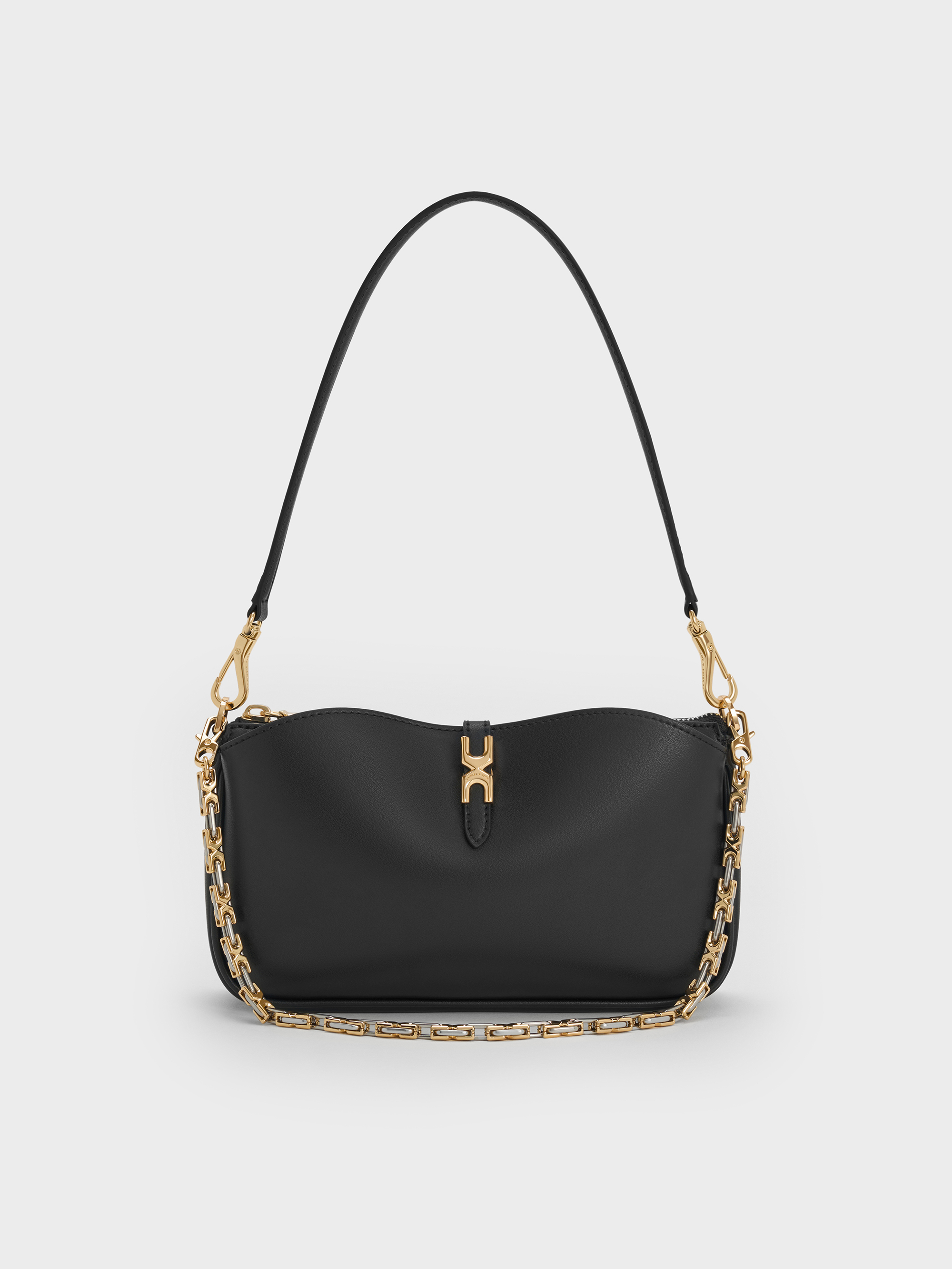 Black Borsa a tracolla Adalyn con fibbia metallica e manico a - Main Image