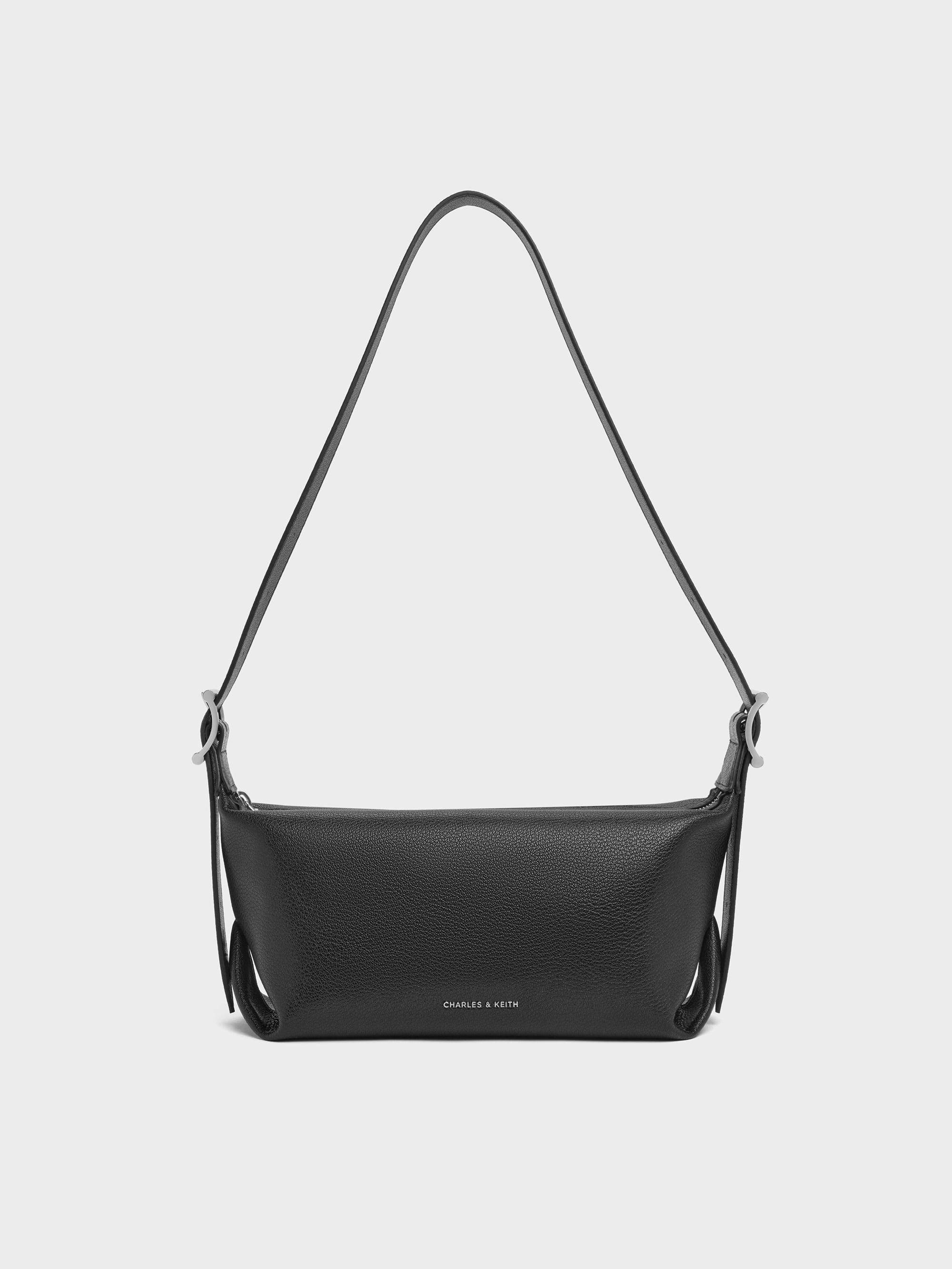 Noir Larsen Buckle-Strap Shoulder Bag - Noir - CHARLES & KEITH DE