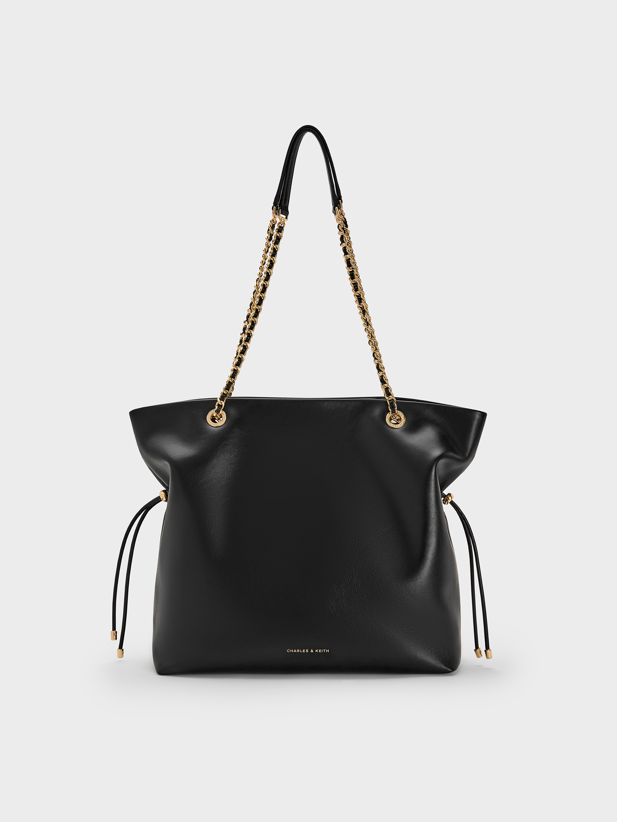 Black Arya Braided-Chain Tote Bag - Black - CHARLES & KEITH FR