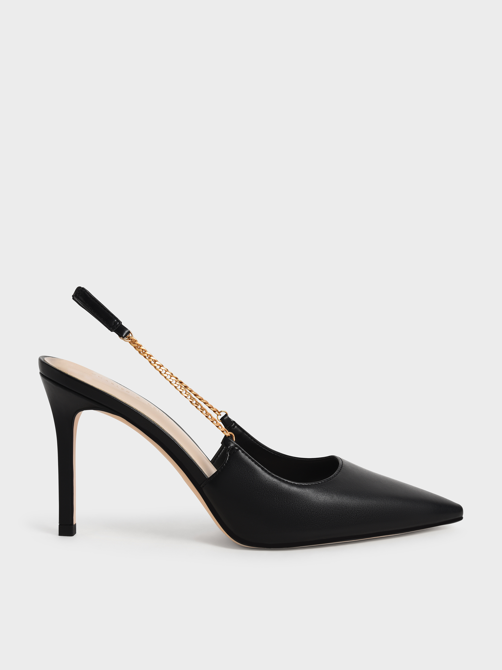 Charles & Keith - Escarpins à talon aiguille avec bride arrière et chaîne - Charles & Keith - Modalova