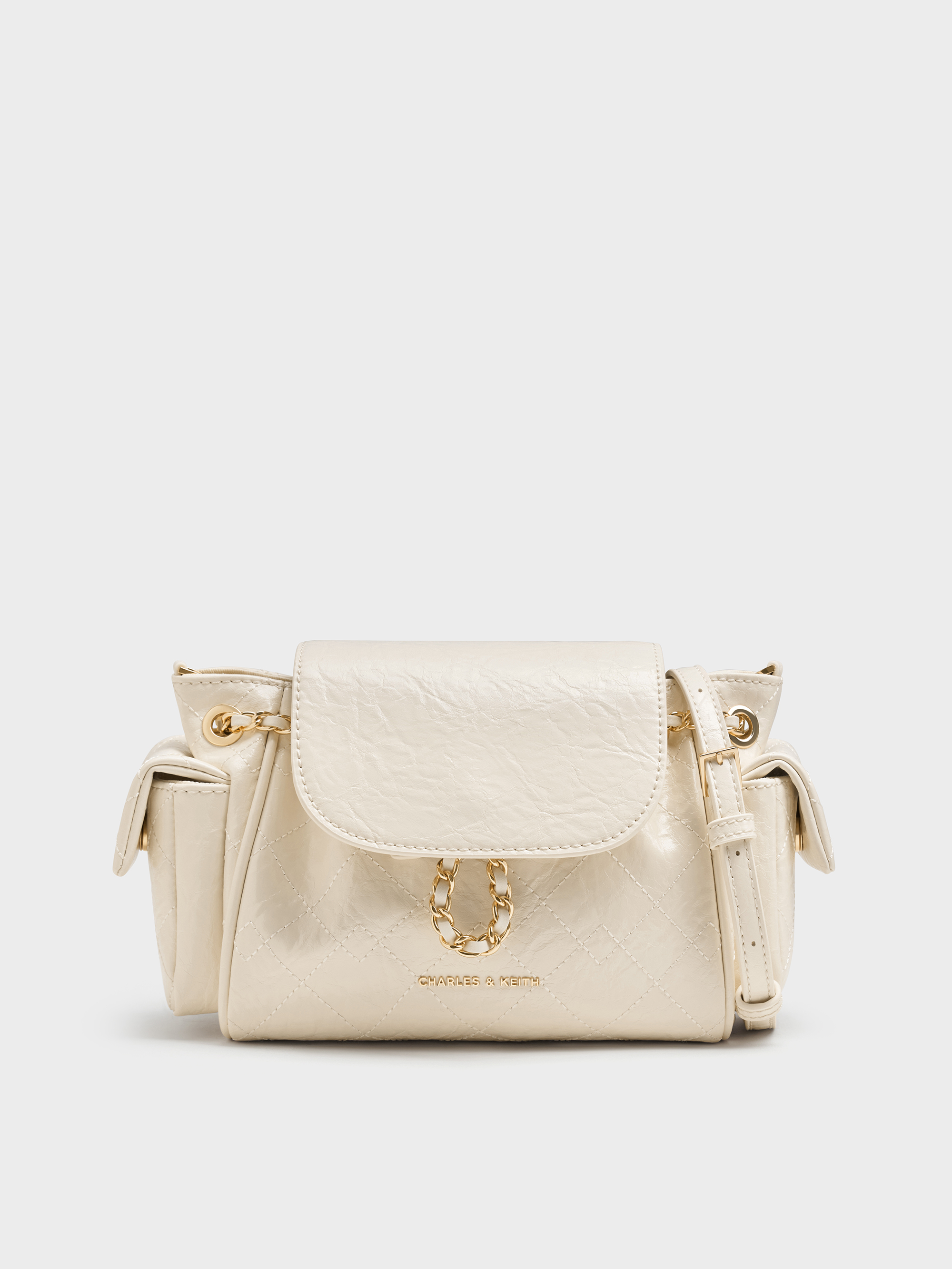 Cream Duo Quilted Two-Way Front Flap Backpack - Cream - Bags