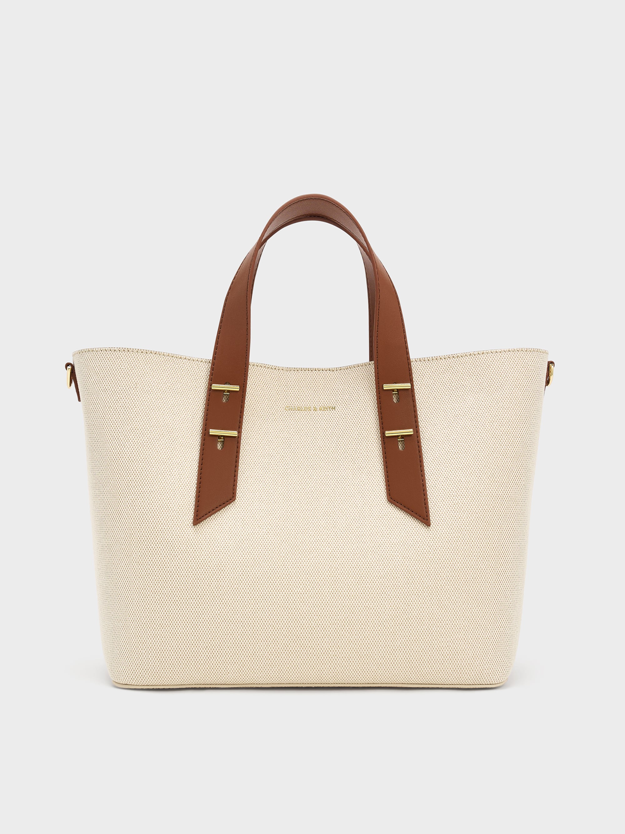 Chocolate Shania Canvas Tote Bag - Chocolate - CHARLES & KEITH BE
