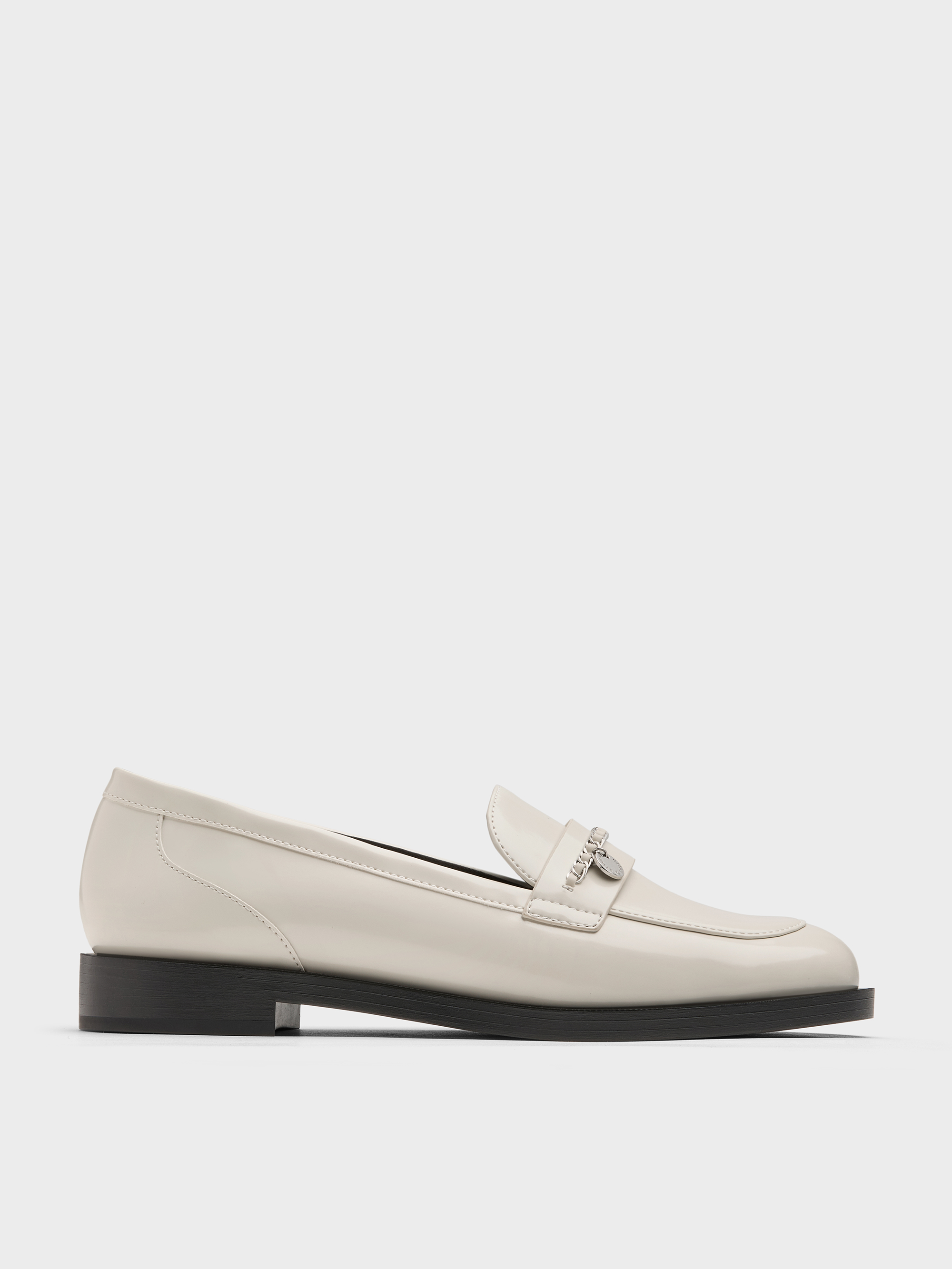 Chalk Braided-Chain Metallic-Accent Loafers - Chalk - Sale