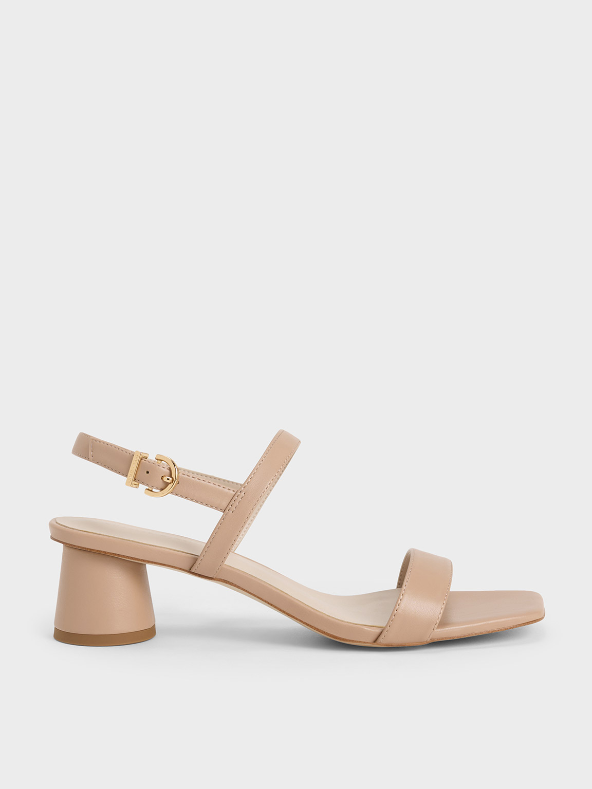 Nude Cylindrical Heel Back Strap Sandals - CHARLES & KEITH DE
