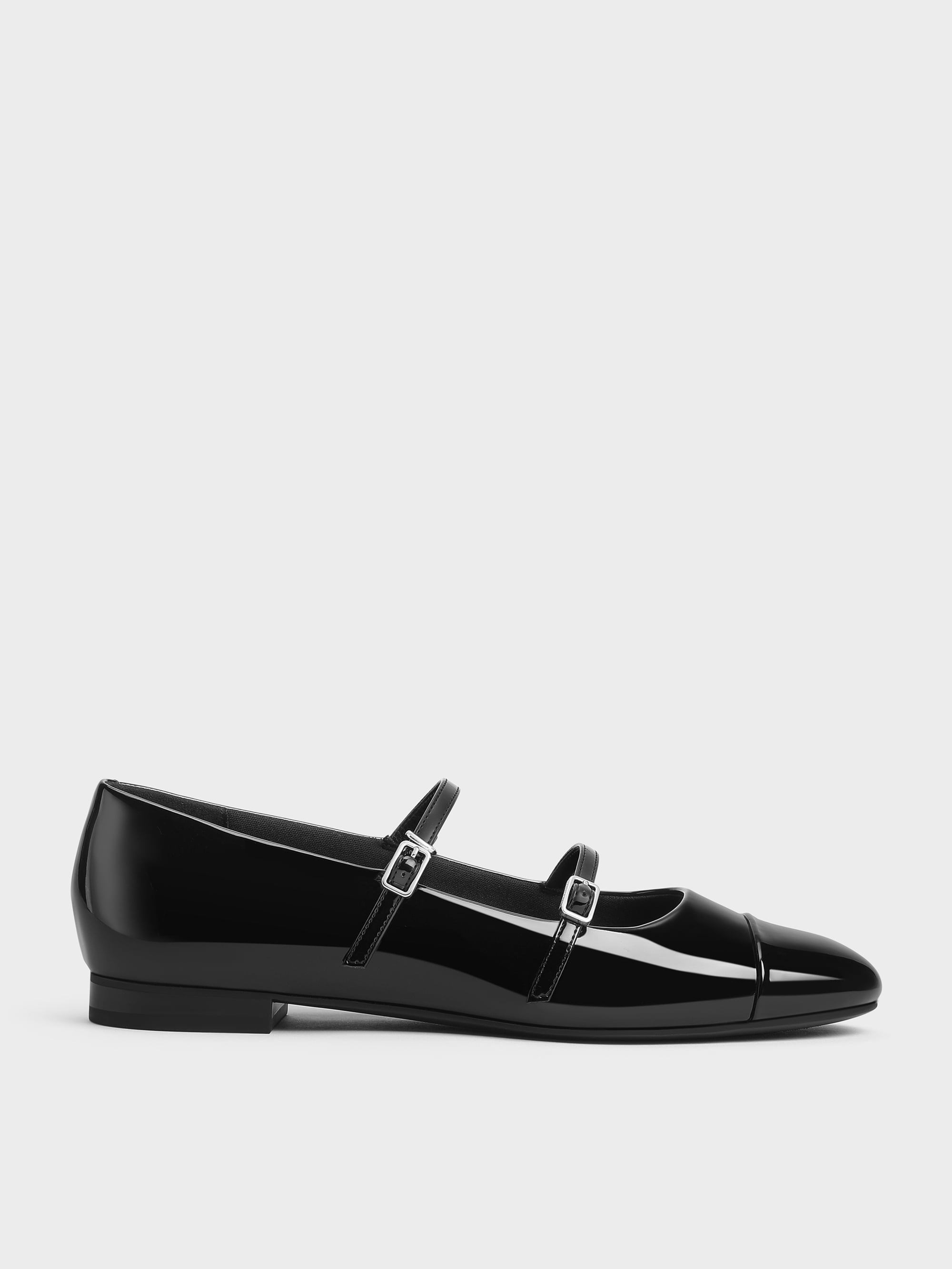 Black Patent Patent Double-Strap Mary Janes - Black Patent