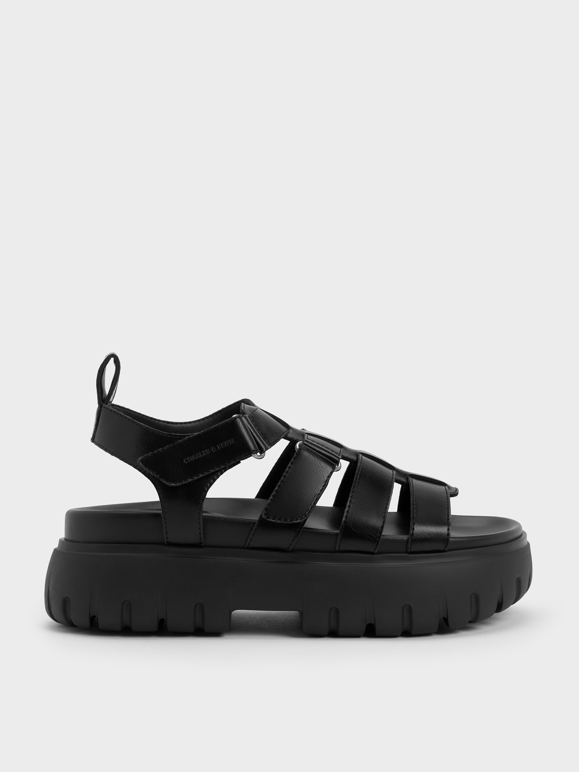 Black Platform Caged Sandals - Black - CHARLES & KEITH PT
