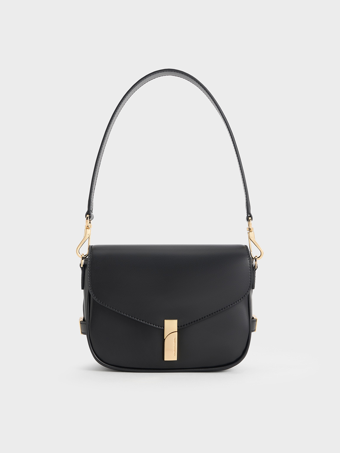 Black Aurelia Metallic-Accent Saddle Bag - Black - CHARLES & KEITH NL